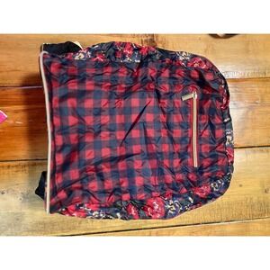 Francesca's Mirror Mirror Packable Travel Backpack Floral Plaid Signature New